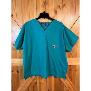 Green Bay Packers Packers Pro Shop Scrub Top Green Doctor Nurse Uniform Size XL